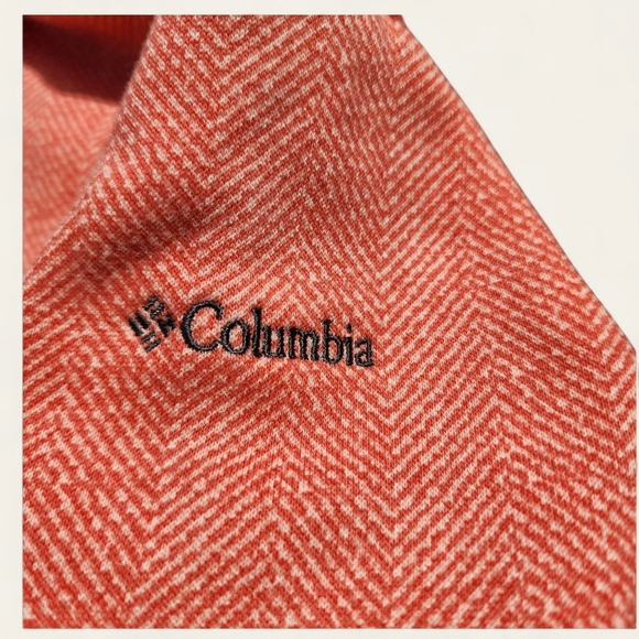 Columbia Lodge Funnel Pullover Sweatshirt | Women's Medium | Peach Chevron - Picture 5 of 6
